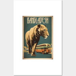 Bangladesh Tiger Vintage Travel Art Poster Posters and Art